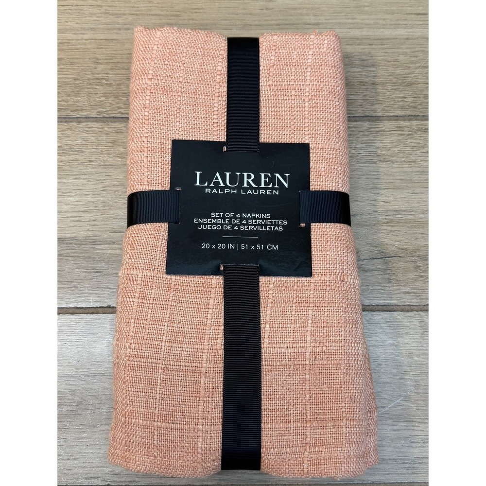Ralph Lauren 4 Pc Napkin Set Holland Clay Orange 20 x 20 Dobby Textured NEW